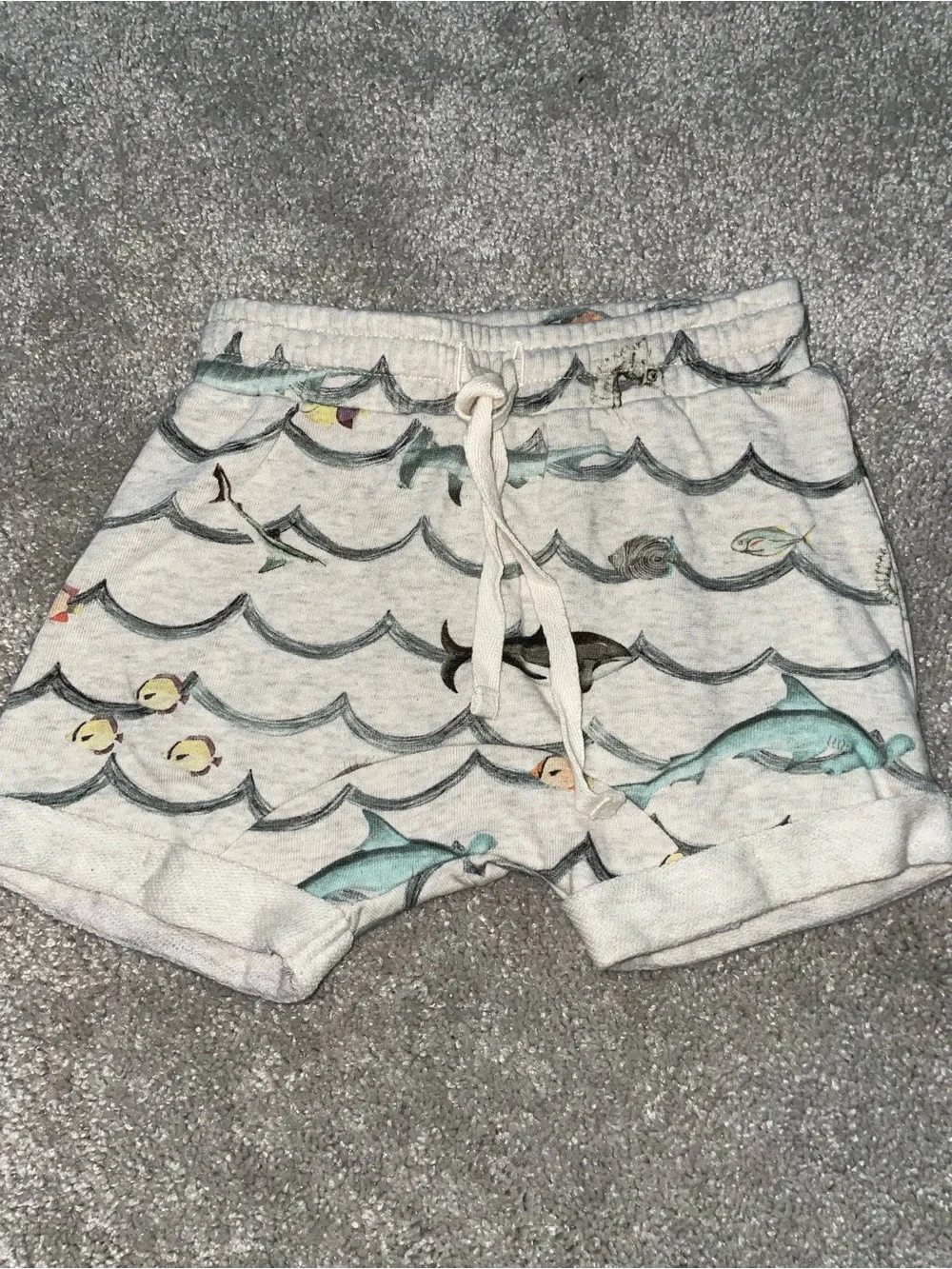 Kids Drawstring Shorts - Light Gray 100% organic cotton by Little Wings Organic